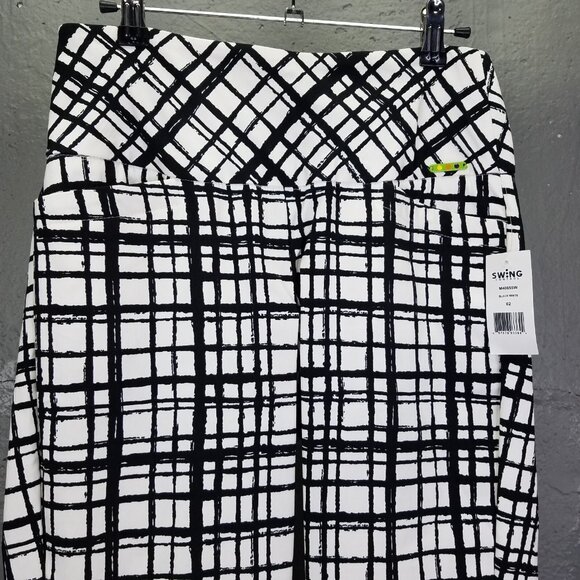 Swing Control Pants Women's 2 Paint Stripe Print Black & White Mid-Rise Golf NEW - Picture 2 of 16